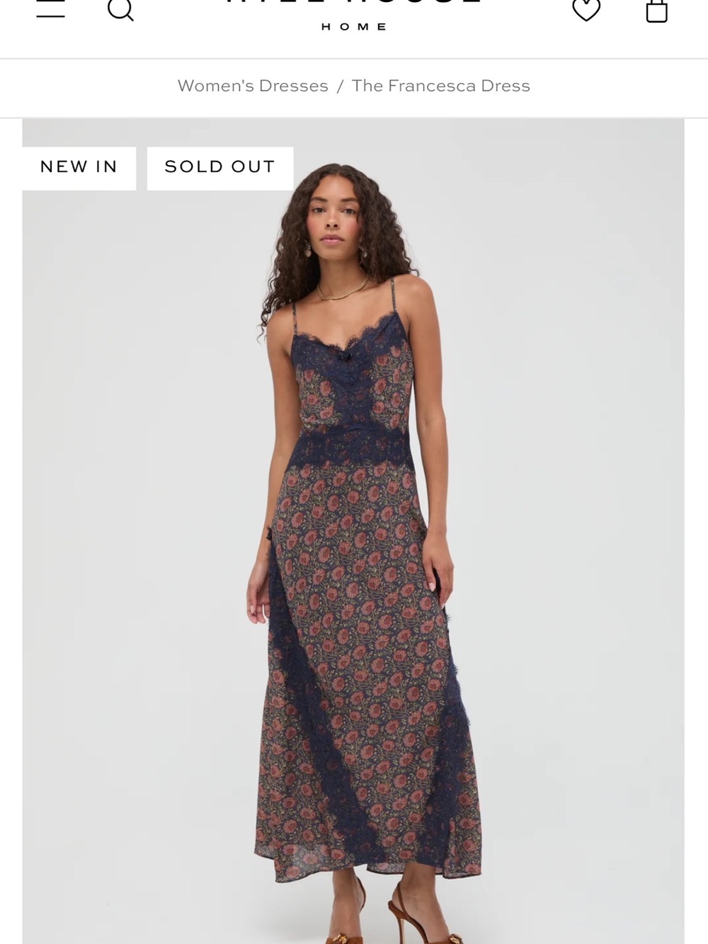 Hill House Home The Francesca Lace-Trim Floral Maxi Dress - Navy & Rust